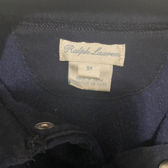 Ralph Lauren Navy Velour Button-Up Infant Jacket Size 9 Months - Picture 4 of 7